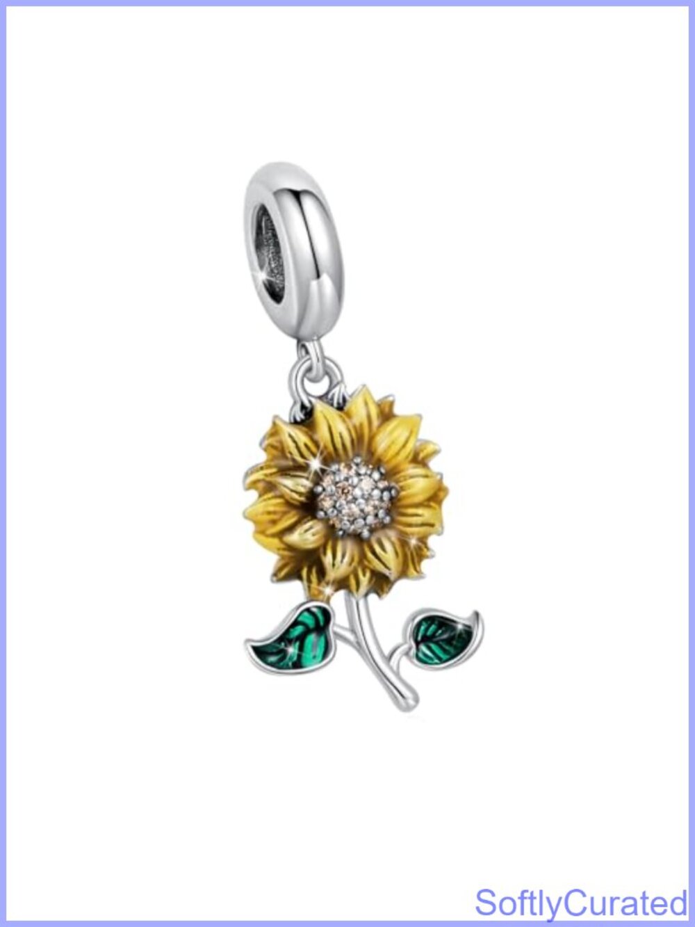 Sunflower Charm for Bracelets Necklaces .925 Sterling Silver Dangle Bead